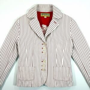 Libertine for Target Tailored Striped Cotton Blazer Jacket Red Lined Size M